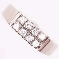 Ring med 8st briljantslipade diamanter, totalt 0,20ct enligt gravyr, tillverkad  av Gustaf Dahlgren & co, Malmö 1983, stl: 16, 18K vitguld Vikt: 4,8 g