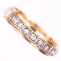 Ring, halvallians, med åttkantsslipade diamanter 8xca 0,02ct, stl:17, 18K vitguld/gulguld  Vikt: 3,5 g