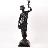 Skulptur/ljushållare, patinerad brons, Auguste Moreau, efter, omkring år 1900, höjd ca 64cm, ej signerad Specialfrakt, kontakta pantbankskontoret för mer information.