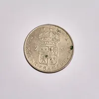 Mynt i silver, 2krona, år 1954, vikt 13,99g.