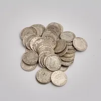 46st mynt i silver, 1kronor, 1940-1946, vikt 343,37g.