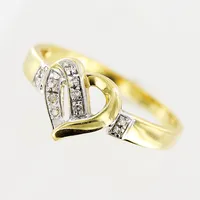 Ring, hjärta, 8/8 slipade diamanter 11 x ca 0,005ct, stl 18¾, bredd 2-9,5mm, GHA, 18K Vikt: 2,8 g