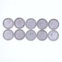 10 mynt, Gustaf V Sveriges Konung med folket för fosterlandet, Ø25mm 1942, Silver Vikt: 69,3 g