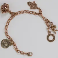 Silverarmband, Thomas Sabo Charm Club, 18cm, roséfärgad förgyllning, fyra berlocker, originalask, 925/1000  Vikt: 20 g