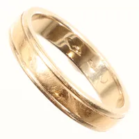 Ring, stl 16½, bredd ca 4mm, tvåtonad, repig, 14K Vikt: 3,2 g