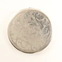 Puderdosa, spegel, Ø71,5mm, repor, Tenn & Silver Ab, år 1946, silver bruttovikt:65g Vikt: 65 g