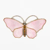 Brosch Fjäril med rosa emalj, 35x15mm, S925/1000 Vikt: 5 g
