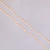 Pärlcollier med odlade pärlor ca Ø6-6,5mm, längd: ca 80-85cm, rosa lyster, ytskador, utan lås