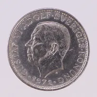 Mynt, 5kr, Ø28,5mm, Gustaf VI Adolf Sveriges Konung 1972, Plikten framför allt, koppar-nickelpläterad nickel