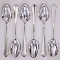 6 Matskedar, modell: Chippendale, 20,5cm, silver 830/1000 Vikt: 332,6 g
