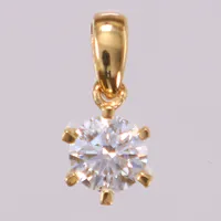 Hänge med diamant 1xca0,50ct W(H)/Si, längd: ca 12mm, bredd: 5,8mm, Guldfynd, med kvalitetsintyg från Guldfynd, 18K  Vikt: 0,7 g