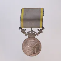 Medalj, Gustav V (1858-1950), med text, Ø31mm, silver 830/1000 Vikt: 21,2 g