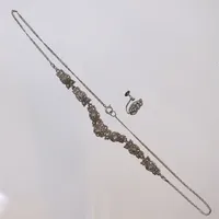 Collier med örhänge, med markasiter, defekt lås, silver 830/1000  Vikt: 12,4 g