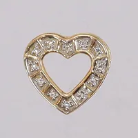 Hänge i form av hjärta med diamanter 12x0,005ct, 13x12mm, GFAB, 18K  Vikt: 1,1 g