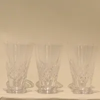 6 Grogglas/Longballglas, skärslipad Helga-dekor, 1900-talets mitt, höjd 13cm, något sträva i glaset Skickas med paket.