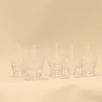 5 Selterglas/mindre vattenglas, skärslipad Helga-dekor, höjd 9cm, matta insidor