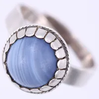 Ring med blå sten, stl: 20, justerbar, bredd: ca 5-15mm, 925/1000, silver Vikt: 6,5 g
