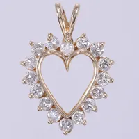 Hänge hjärta med diamanter ca 16x0,05ct, längd: ca 2cm, bredd: ca 16mm, 14K Vikt: 2,8 g