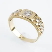 Ring m diamant, stl 20(63), bredd 6,5mm, 18k Vikt: 4,6 g