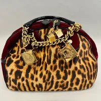 Väska, Christian Dior, Vintage Leopard print "Gambler Dice Bowler Bag", mått ca 28x20x16cm, visst slitage/repor på gulddetaljerna, små märken, i övrigt fint skick