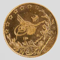 Guldmynt 100 Kurush, 22K guld (917/1000), Ø23 mm, plombering bruten av pantbanken, 22K Vikt: 7,2 g
