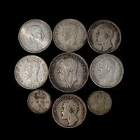 Svenska silvermynt, blandade valörer, finhalt 60-90 %, finvikt 99g