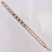 Armband, gul/vitguld, 19,5cm, bredd 10mm, 14K Vikt: 12,2 g