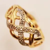Ring, diamanter 13x ca 0,005ct, Ø17¾, bredd:11mm, 18K 3,4g.
