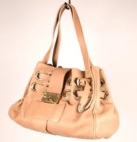  Väska, Jimmy Choo, Ramona, brunt läder med dustbag, längd ca 35cm, höjd ca 19cm