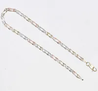 Armband, längd 19,5 cm, bredd 3 mm, vitguld/gulguld/roséguld, 14K. Vikt: 3,1 g