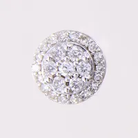 Häng med briljantslipade diamanter 7 x 0,02ct samt 8/8-slipade diamanter 18 x 0,0075ct, Ø8,5mm, GHA, vitguld 18K.  Vikt: 1 g