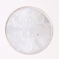 Mynt 50kr Sverige, All offentlig makt i Sverige utgår från folket, plastetui, silver 925/1000.  Vikt: 26,8 g