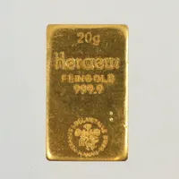 Guldtacka Heraeus Feingold, skrapmärken 24K Vikt: 20 g