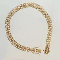 Armband X-länk med odlade pärlor 19cm bredd 6mm, Köping 1968, 18K  Vikt: 11,5 g