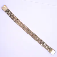 Armband X-stav, längd 22 cm, bredd 16 mm, ett säkerhetslås saknas, 18K 44,4g Vikt: 44,4 g