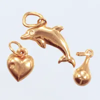 3 hängen delfin, hjärta defekt, droppe, 18k  Vikt: 1,4 g