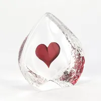 Glasskulptur,  Mats Johansson, Målerås Glasbruk, höjd 5,5cm, hjärta liten