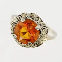 Ring, orange sten, stl 16¾, repor på sten, silver 830/1000 Vikt: 2,3 g