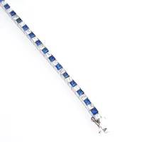 Armband m vita och blå stenar, 18cm, bredd 3mm, , vitguld, 18k Vikt: 13,3 g