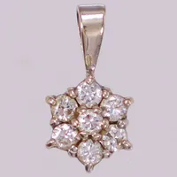 Hänge med diamanter 6xca0,03ct, längd: 13mm, bredd: 6,8mm, vitguld, 14K  Vikt: 0,6 g