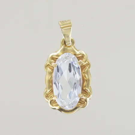 Hänge med vit sten, längd 3 cm, bredd 1,5 cm, 18K Vikt: 2,7 g