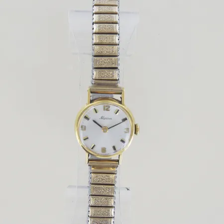 Damur Alpina 254932, diam 19 mm, går ej, 27,4g bruttovikt 18K 