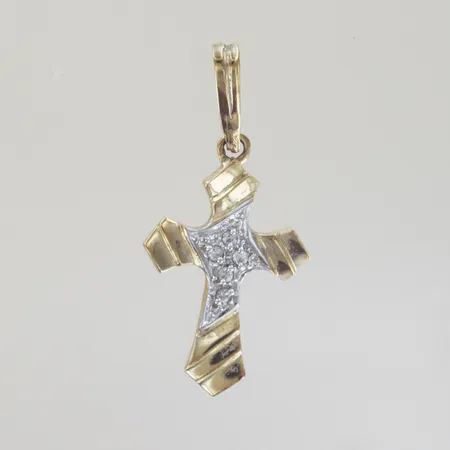 Hänge kors med stenar, längd 3,5 cm, bredd 1,5 cm, 14K Vikt: 2,3 g
