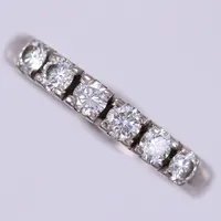 Ring med diamanter, 6 x ca 0,07ct, HS Hans Strömdahl, år 1985, stl 16¼, bredd ca 2,9mm, vitguld 18K  Vikt: 3 g