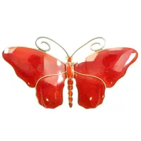 Brosch, fjäril, längd 35mm, bredd 65mm, röd emalj, 935/1000 silver Vikt: 14,3 g