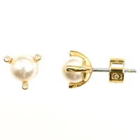 Ett par örhängen, Mickael Kors, pärlor, vita stenar, Ø8,5 mm, gulmetall 
