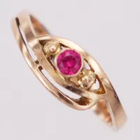 Ring, rosa sten, stl 17, 14K  Vikt: 2,5 g