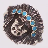 Ring, turkoser, indian, stl 18, 925/1000 silver Vikt: 4,7 g