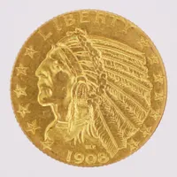 Mynt Indian Head, Liberty, Ø21mm, USA five dollars, 1908, 21,6K Vikt: 8,3 g