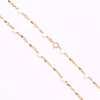 Collier skruvade stavar samt pärlor, GHA, 48cm, bredd 3-6mm, 18K Vikt: 10,2 g